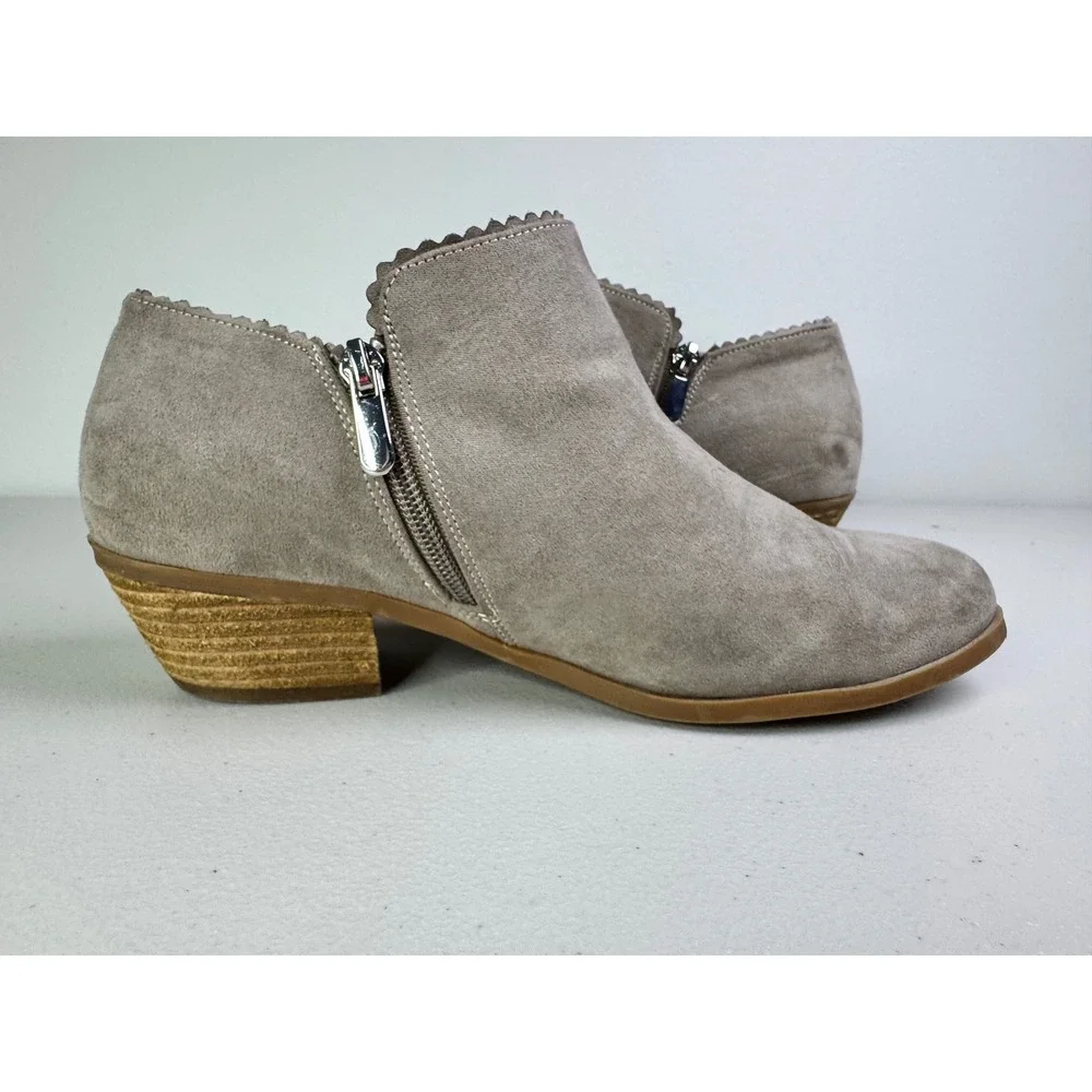 Torrid Taupe Faux Suede Scalloped Ankle Boot Women's 8.5